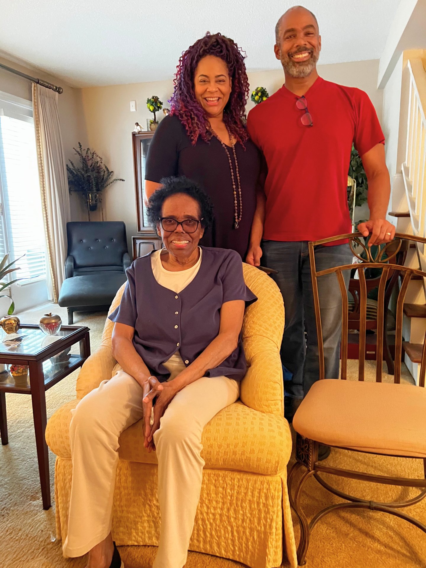 Bernice and her children Kim and Cliff in 2024